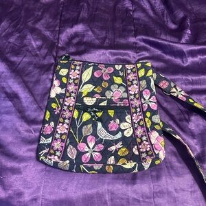 Vera Bradley Floral Crossbody Bag - Black and Pink